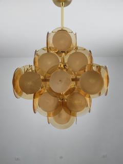  JL Light Style Murano glass discs chandelier in square shape in amber caramel color - 4293493