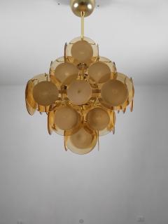  JL Light Style Murano glass discs chandelier in square shape in amber caramel color - 4293495