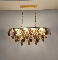  JL Light Style Murano glass poliedri chandelier in clear and smokey oval shape - 4294030