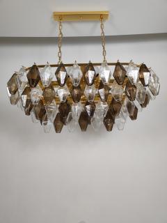  JL Light Style Murano glass poliedri chandelier in clear and smokey oval shape - 4294032