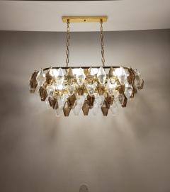  JL Light Style Murano glass poliedri chandelier in clear and smokey oval shape - 4294033