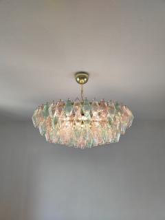  JL Light Style Murano glass poliedri chandelier in clear green and pink color - 4294062