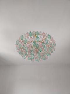  JL Light Style Murano glass poliedri chandelier in clear green and pink color - 4294065
