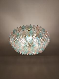  JL Light Style Murano glass poliedri chandelier in clear green and pink color - 4294068
