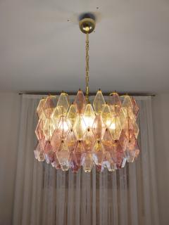  JL Light Style Murano glass poliedri chandelier in drum shape clear and amethyst - 4293882