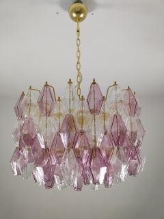  JL Light Style Murano glass poliedri chandelier in drum shape clear and amethyst - 4293889