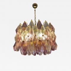  JL Light Style Murano glass poliedri chandelier in drum shape clear and amethyst - 4392313