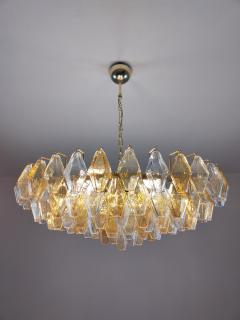  JL Light Style Murano glass poliedri chandelier in flat shape and clear blue and amber color - 4293862