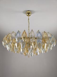  JL Light Style Murano glass poliedri chandelier in flat shape and clear blue and amber color - 4293867