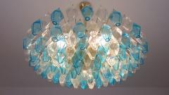  JL Light Style Murano glass poliedri chandelier in flat shape and turquoise clear color - 4293868