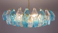  JL Light Style Murano glass poliedri chandelier in flat shape and turquoise clear color - 4293870