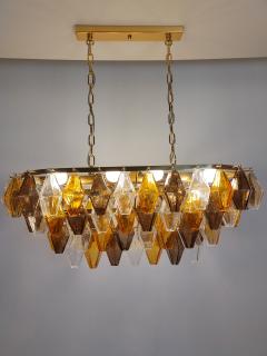 JL Light Style Murano glass poliedri chandelier in oval shape in clear dark amber and smokey - 4294012