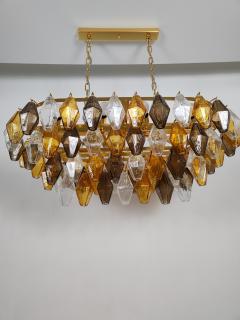  JL Light Style Murano glass poliedri chandelier in oval shape in clear dark amber and smokey - 4294016