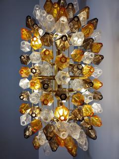  JL Light Style Murano glass poliedri chandelier in oval shape in clear dark amber and smokey - 4294018