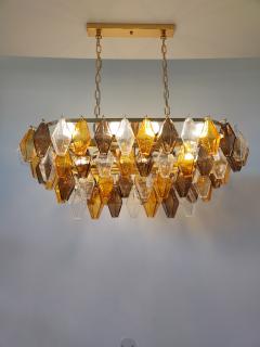  JL Light Style Murano glass poliedri chandelier in oval shape in clear dark amber and smokey - 4294019