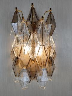  JL Light Style Murano glass poliedri wall sconce in clear and smoky brown color - 4297749