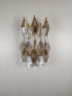  JL Light Style Murano glass poliedri wall sconce in clear and smoky brown color - 4297751