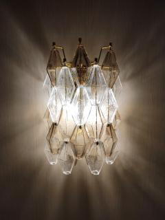  JL Light Style Murano glass poliedri wall sconce in clear and smoky brown color - 4297755