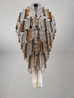  JL Light Style Murano glass triedri chandelier in clear amber and smokey color - 4295212