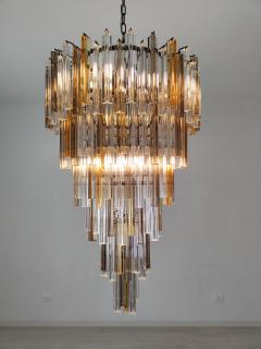  JL Light Style Murano glass triedri chandelier in clear amber and smokey color - 4295213