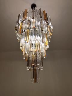  JL Light Style Murano glass triedri chandelier in clear amber and smokey color - 4295279