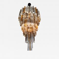  JL Light Style Murano glass triedri chandelier in clear amber and smokey color - 4325650