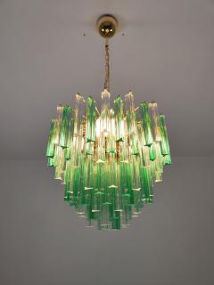  JL Light Style Murano glass triedri chandelier with alternated bicolor clear and green glasses - 4295346