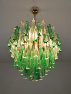 JL Light Style Murano glass triedri chandelier with alternated bicolor clear and green glasses - 4295347