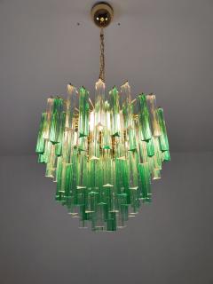  JL Light Style Murano glass triedri chandelier with alternated bicolor clear and green glasses - 4295348