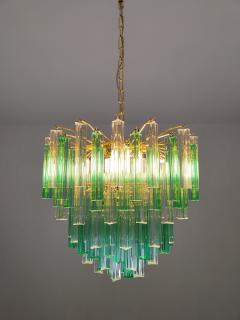 JL Light Style Murano glass triedri chandelier with alternated bicolor clear and green glasses - 4295349