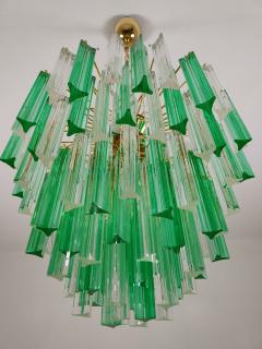  JL Light Style Murano glass triedri chandelier with alternated bicolor clear and green glasses - 4295350