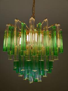  JL Light Style Murano glass triedri chandelier with alternated bicolor clear and green glasses - 4295351