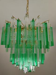  JL Light Style Murano glass triedri chandelier with alternated bicolor clear and green glasses - 4295352