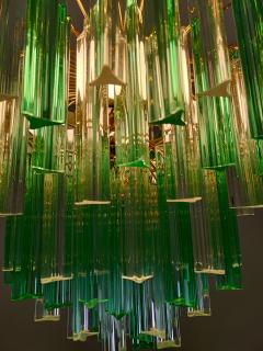 JL Light Style Murano glass triedri chandelier with alternated bicolor clear and green glasses - 4295354