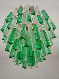  JL Light Style Murano glass triedri chandelier with alternated bicolor clear and green glasses - 4295356