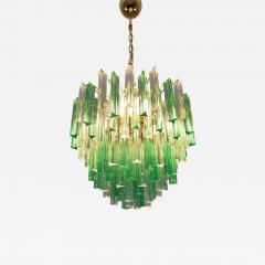  JL Light Style Murano glass triedri chandelier with alternated bicolor clear and green glasses - 4413689
