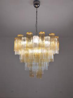  JL Light Style Murano glass tronchi chandelier alternated bicolor clear amber - 4294239