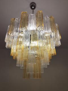  JL Light Style Murano glass tronchi chandelier alternated bicolor clear amber - 4294249
