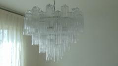  JL Light Style Murano glass tronchi chandelier alternated clear - 4294308