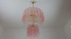  JL Light Style Murano glass tronchi tiers chandelier with clear and pink glasses - 4294210