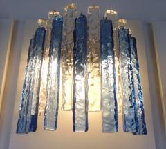 JL Light Style Murano glass wall sconce alternated hammered clear and blue bars - 4298033