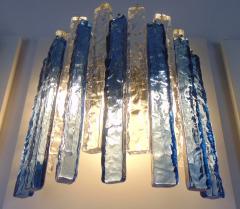  JL Light Style Murano glass wall sconce alternated hammered clear and blue bars - 4298034