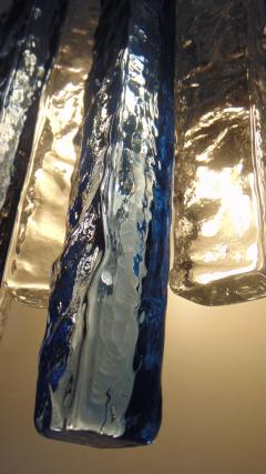  JL Light Style Murano glass wall sconce alternated hammered clear and blue bars - 4298036