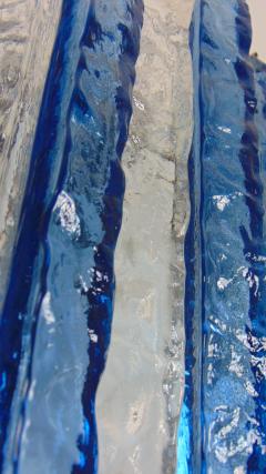  JL Light Style Murano glass wall sconce alternated hammered clear and blue bars - 4298040