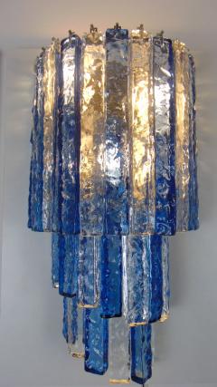  JL Light Style Murano glass wall sconce cascade shaped hammered bars clear and blue - 4298085