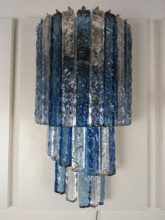  JL Light Style Murano glass wall sconce cascade shaped hammered bars clear and blue - 4298089