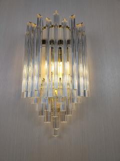  JL Light Style Murano glass wall sconce clear triedri in cascade shape - 4298351