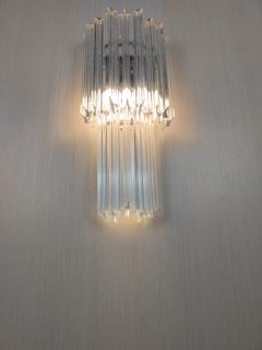 JL Light Style Murano glass wall sconce long tiers clear quadriedri - 4298376