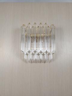  JL Light Style Murano glass wall sconce tiers clear quadriedri - 4298447