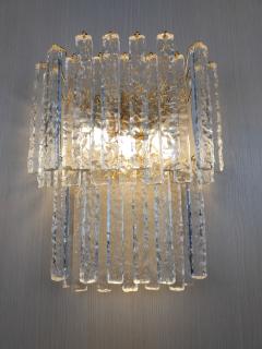  JL Light Style Murano glass wall sconce two Tiers hammered clear bars - 4298074
